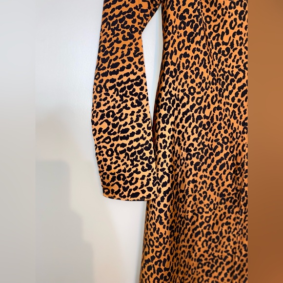Leopard Print Special Occasion Mini Dress Open Back Long Sleeve Size MED - Picture 7 of 11